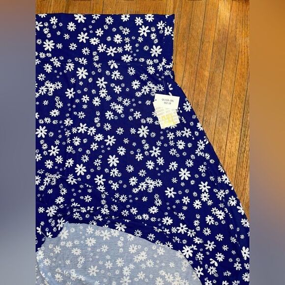 LuLaRoe 3XL Olivia High-Low Skirt • Blue Background • Daisies • Maxi • BNWT - Picture 4 of 15
